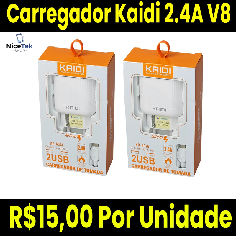 Carregador Turbo V8 Kaidi 2.4A Original