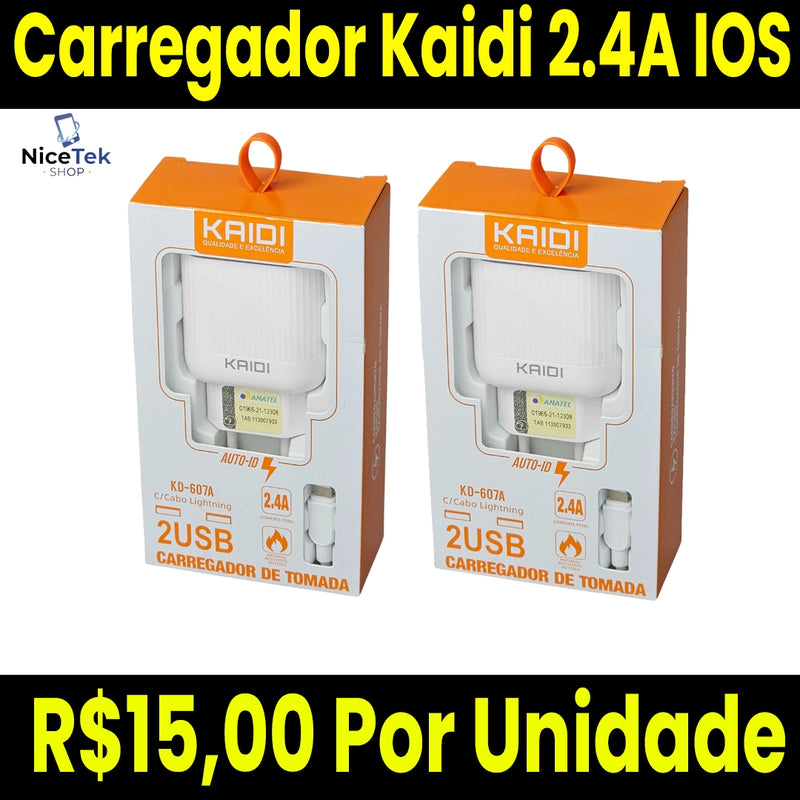 Carregador Turbo IOS Kaidi 2.4A Original