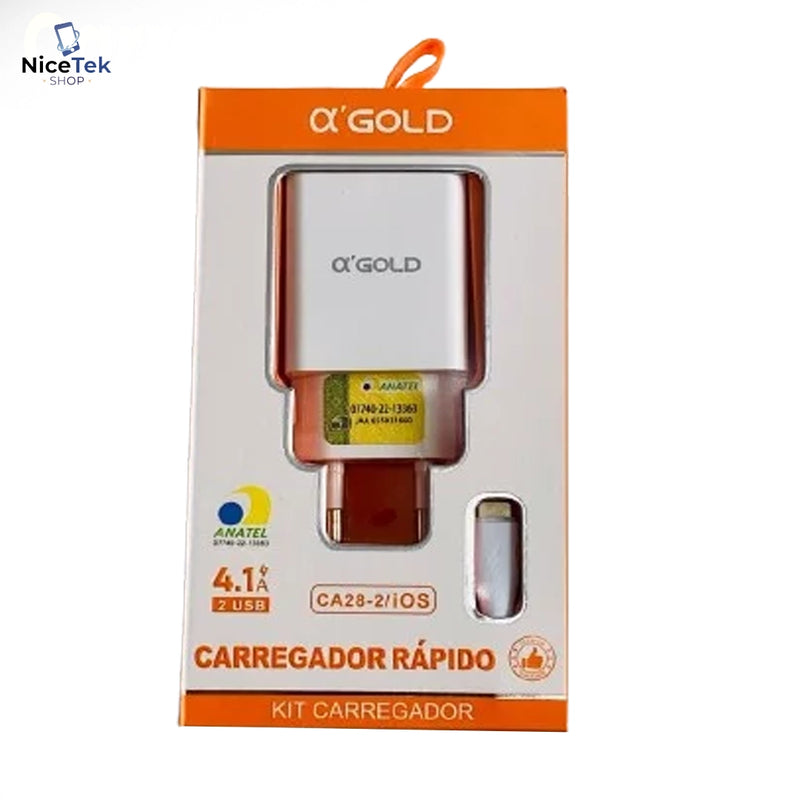 Carregador Turbo IOS A'Gold 4.1 Original Entrada USB Dupla