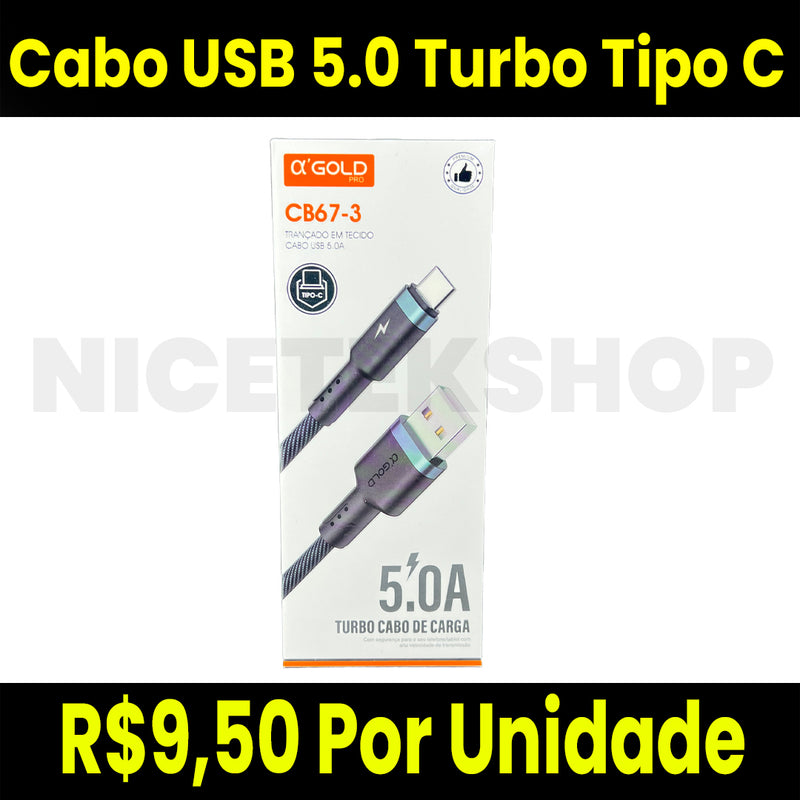 Cabo USB 5.0 Turbo Tipo C