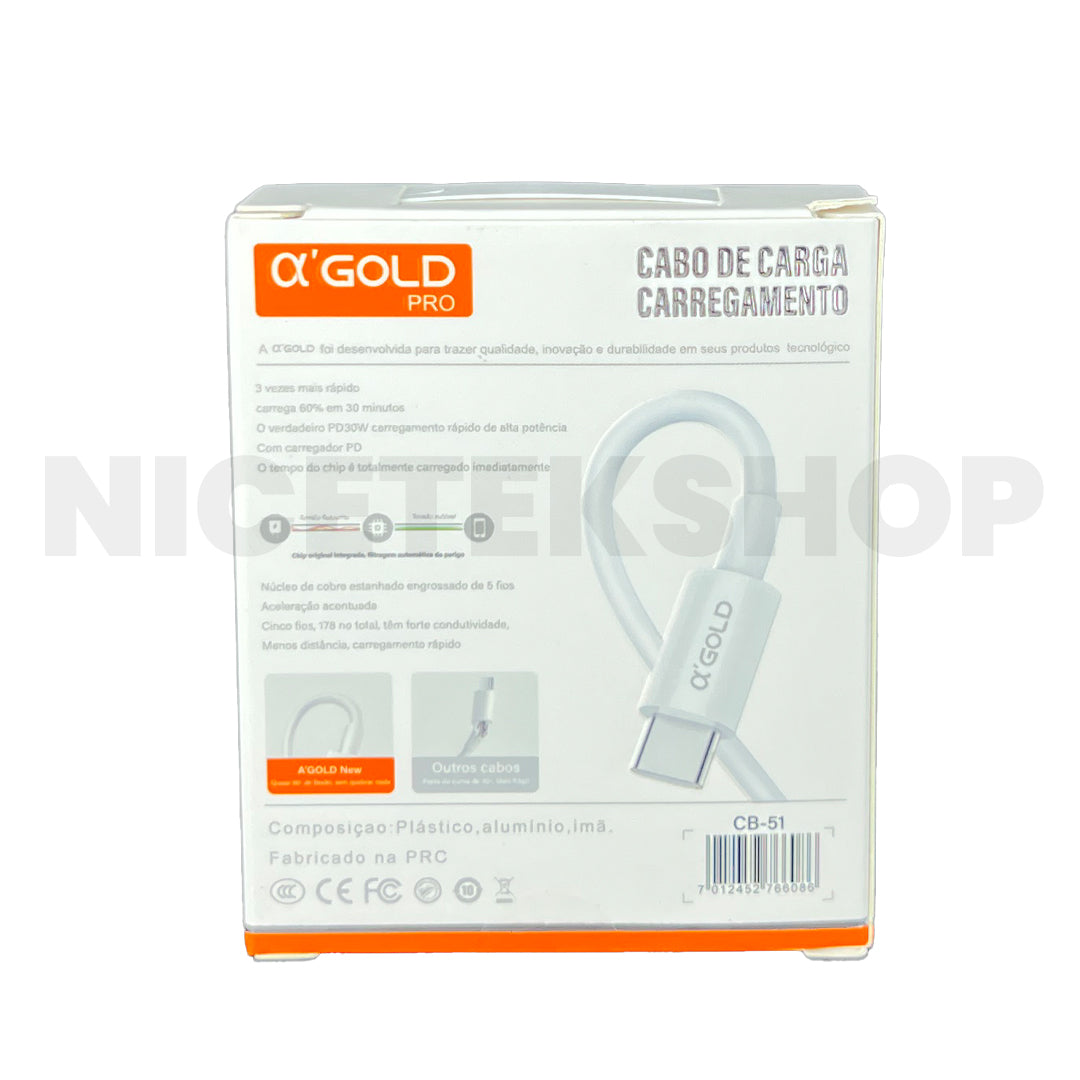 Cabo USB 60W Tipo C Para Tipo C