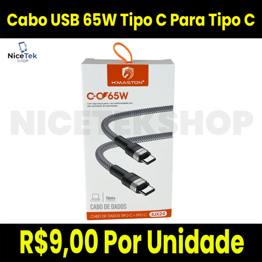 Cabo USB 65W Tipo C Para Tipo C