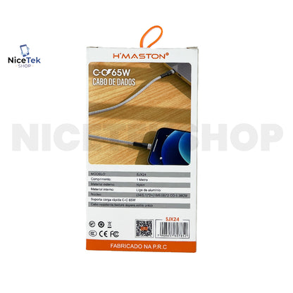 Cabo USB 65W Tipo C Para Tipo C