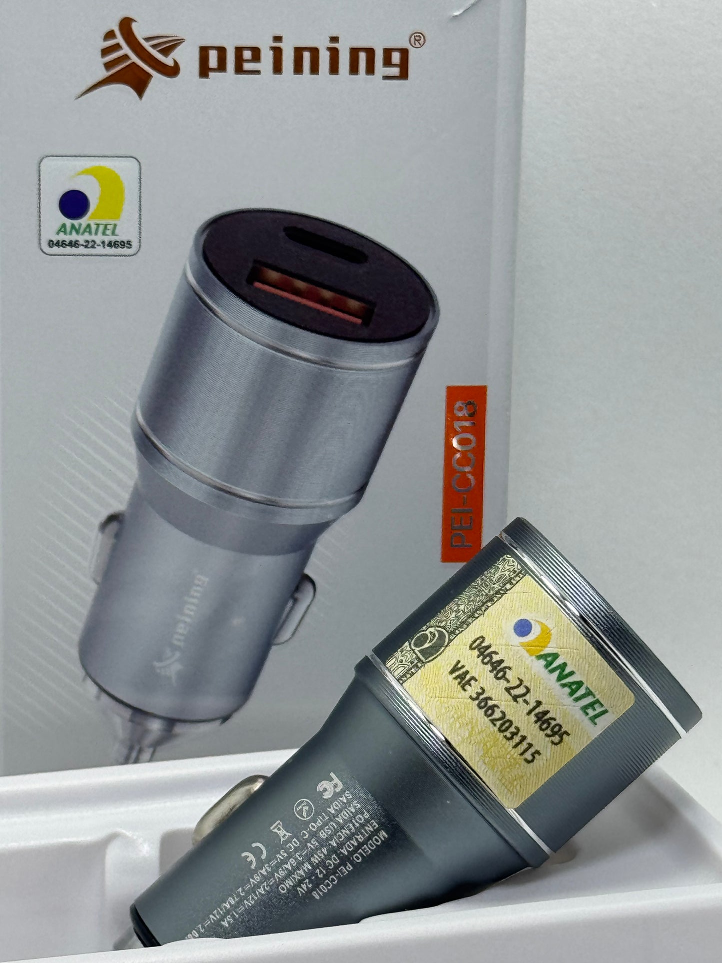 Carregador Veicular Turbo Usb / Tipo c Peining PEI-CC018