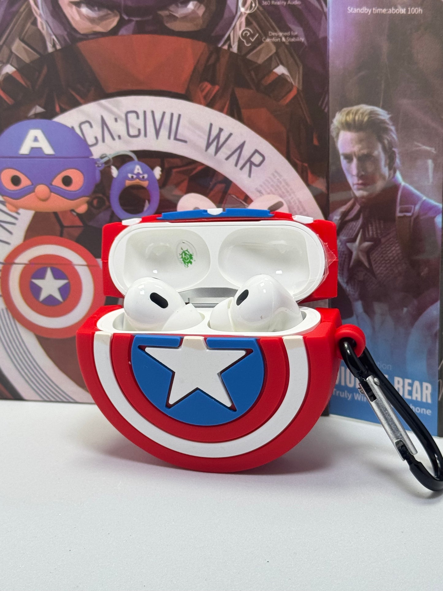 Fone de ouvido Bluetooth Escudo Capitão América  AirPods Pro KT-01