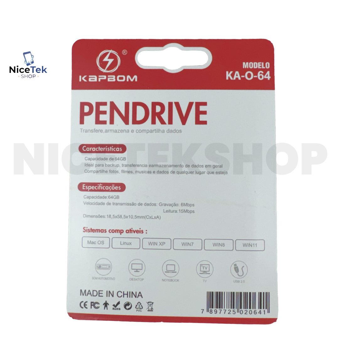 Pendrive 34gb/64gb