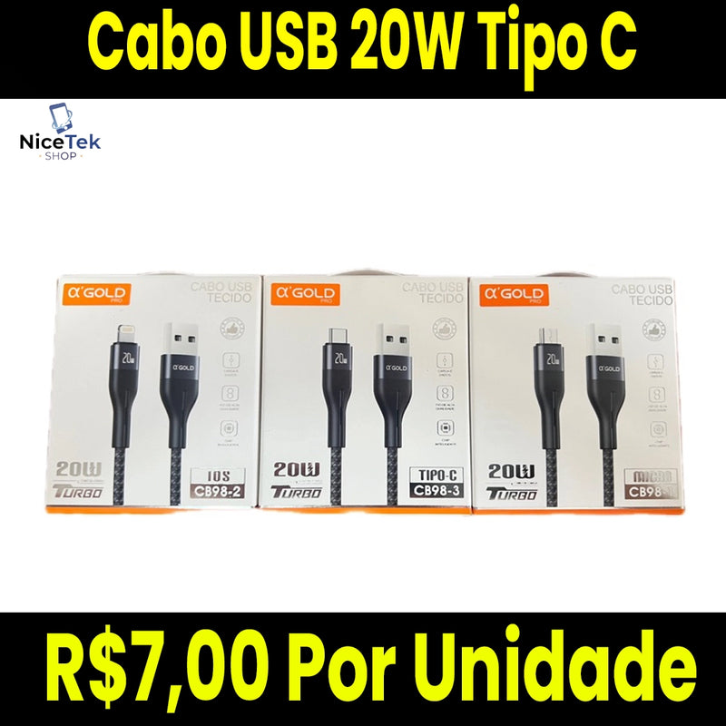 Cabo USB Tipo C Turbo 20W Original