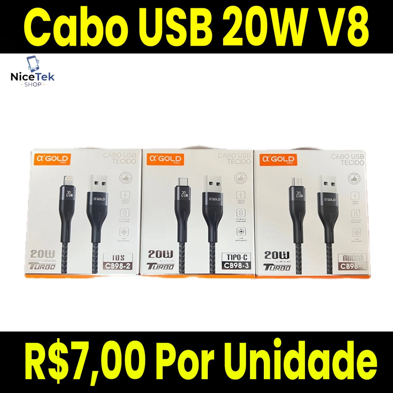 Cabo USB V8 Turbo 20W Original