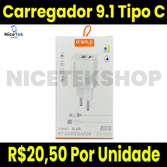 Carregador Turbo A'Gold 9.1A Tipo C Original