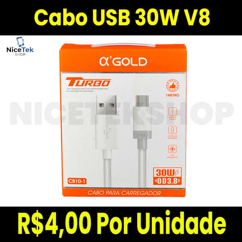 Cabo USB 30W V8