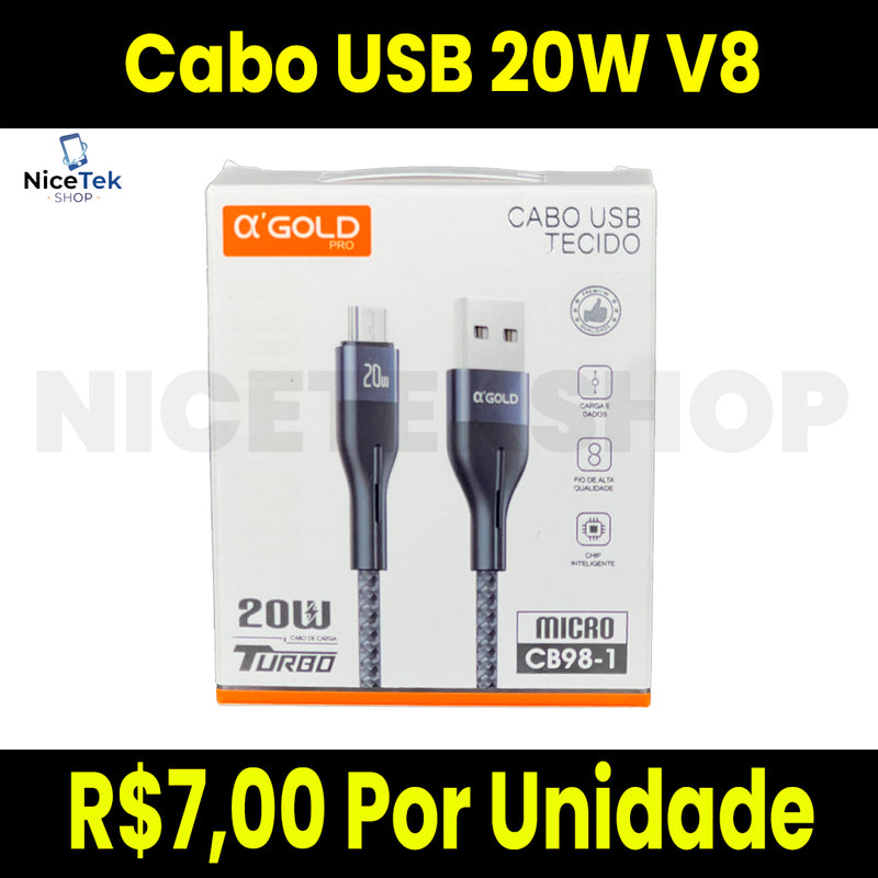 Cabo USB 20W V8