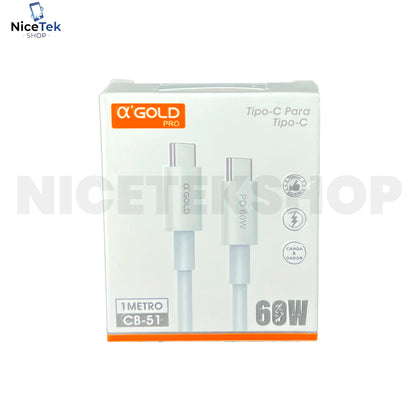 Cabo USB 60W Tipo C Para Tipo C