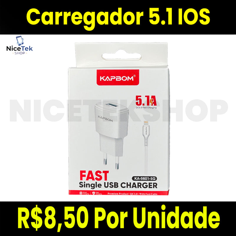 Carregador Rápido 5.1A IOS Kapbom Original