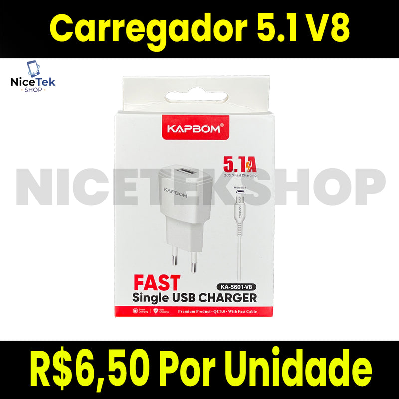 Carregador Rápido 5.1A V8 Kapbom Original