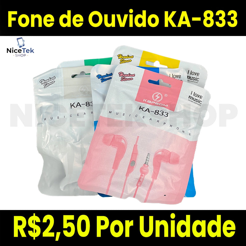 Fone de Ouvido Com Microfone Kapbom KA-833