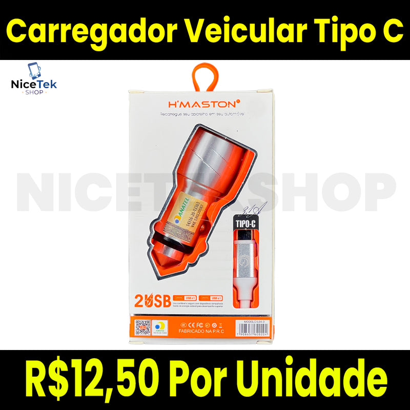 Carregador Veicular Turbo 45W Tipo C Hmaston Original